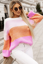 Load image into Gallery viewer, Pullover Sweater | Pink Colorblock Drop Shoulder
