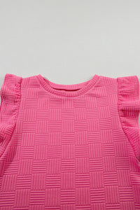 Drawstring Shorts Set | Pink Ruffled Sleeve Tee and Shorts