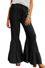 Load image into Gallery viewer, Black Textured High Waist Ruffled Bell Bottom Pants | Bottoms/Pants &amp; Culotte
