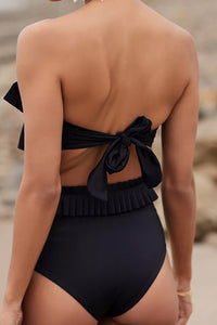 Womens Swimsuit | Ruffled Tie Back Two-Piece Swim Set | Swimwear/High Waisted Swimsuit