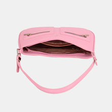 Load image into Gallery viewer, Pink PU Leather Double Zip Design Shoulder Bag
