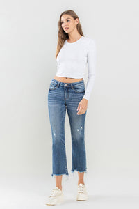 Womens Blue Jeans | Lovervet Mid Rise Frayed Hem Blue Jeans | Blue Jeans