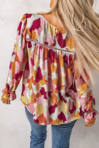 Multicolor Abstract Printed Long Sleeve Blouse | Tops/Blouses & Shirts