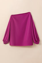 Load image into Gallery viewer, Balloon Sleeve Blouse | Bright Pink Neck Satin Blouse
