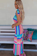 Load image into Gallery viewer, Maxi Dress | Multi-Color Striped Bow Knot Straps Dress
