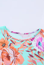 Load image into Gallery viewer, Sky Blue Short Sleeve High Waist Floral T-shirt Dress | Dresses/T Shirt Dresses
