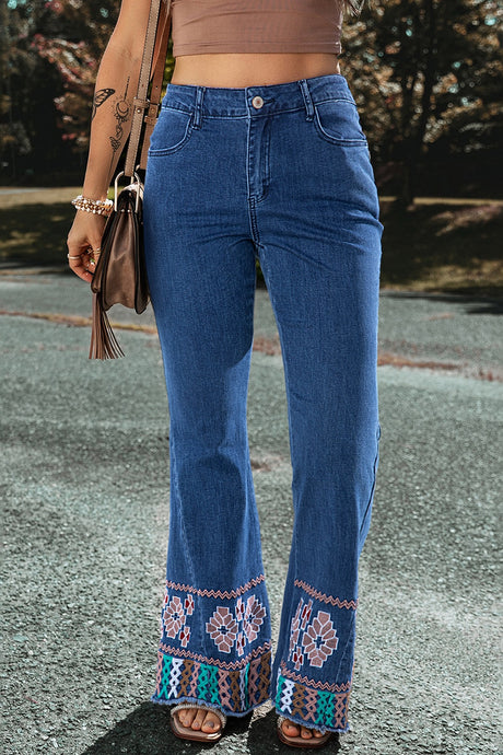 Embroidered Bootcut Jeans | Blue Jeans