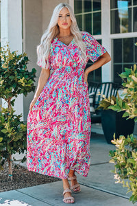 Wrap V Neck Floral Maxi Dress | Dresses/Floral Dresses