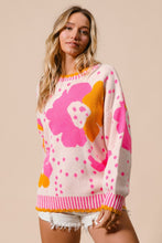 Load image into Gallery viewer, Flower Pattern Contrast Sweater
