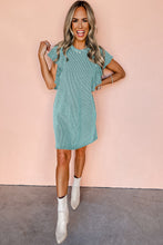 Load image into Gallery viewer, Mini Dress | Blue Textured Ruffled Flutter Sleeve Dress
