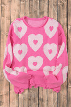 Load image into Gallery viewer, Pearl Detail Heart Sweater | Round Neck Long Sleeves
