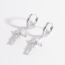 Load image into Gallery viewer, 925 Sterling Silver Zircon Cross Earrings
