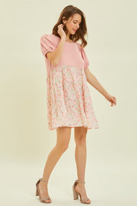 Mini Dress | Full Size Round Neck Floral Ruffle Hem