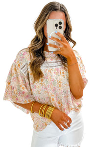Multicolor Floral Print Wide Ruffle Sleeves Blouse | Tops/Blouses & Shirts