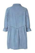 Load image into Gallery viewer, Sky Blue Buttoned Long Sleeve Denim Mini Dress | Dresses/Mini Dresses
