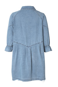 Sky Blue Buttoned Long Sleeve Denim Mini Dress | Dresses/Mini Dresses