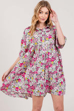 Load image into Gallery viewer, Mini Dress | Floral Button Down Mini Shirt Dress
