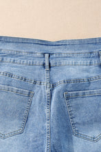 Load image into Gallery viewer, Dusk Blue Button Fly High Waist Roll Edge Denim Shorts | Bottoms/Denim Shorts
