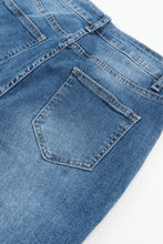 Load image into Gallery viewer, Blue High Waist Seam Stitching Pocket Flare Jeans
