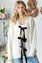Load image into Gallery viewer, Open Knit Cardigan | Tie Ribbon Closure Sweater
