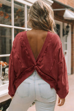 Load image into Gallery viewer, Fiery Red Exposed Seam Twist Open Back Oversized Sweatshirt
