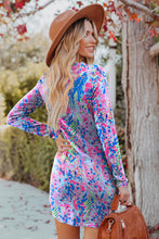 Load image into Gallery viewer, Mini Dress | Sky Blue Floral Print Long Sleeve
