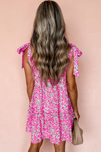 Load image into Gallery viewer, Rose Rose Floral Knotted Straps Tiered Babydoll Dress
