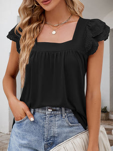 Ruffle Sleeve Top | Square Neck Cap Sleeve Blouse