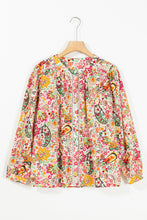 Load image into Gallery viewer, Puff Sleeve Shirt | Multicolor Floral Print Lace Splicing Button up
