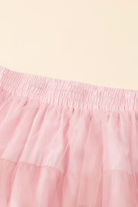 Maxi Skirt | Pink Gradient Ruffle Tiered Mesh