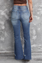 Load image into Gallery viewer, Blue Distressed Flare Jeans | Bottoms/Jeans
