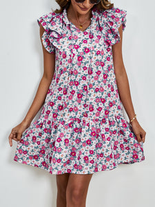 Womens Mini Dress | Tied Floral Cap Sleeve Mini Dress | Mini Dress