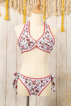 Load image into Gallery viewer, Red Floral Halter O-Ring Backless Knot Bikini Set | Swimwear/Bikinis
