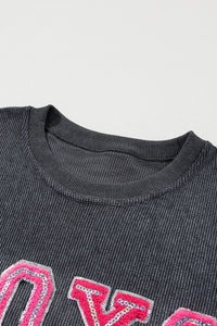 Gray Valentine Sequin XOXO Corded Crew Neck Sweatshirt | Graphic/Graphic Sweatshirts