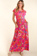 Load image into Gallery viewer, Ruffled Floral Dress | Round Neck Cap Sleeve Dress
