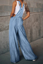 Load image into Gallery viewer, Womens Denim Overalls |  Distressed Wide Leg Blue Denim Overalls
