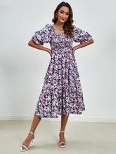 Load image into Gallery viewer, Short Sleeve Dress | Smocked Floral Square Neck
