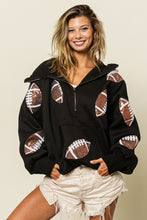 Load image into Gallery viewer, Football Hoodie | Sequin Football Half Zip Hoodie
