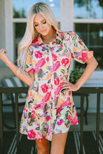 Load image into Gallery viewer, Shirt Dress | Multi-Color Floral Print Short Sleeve
