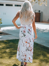 Load image into Gallery viewer, White Striped Floral Print Sleeveless Maxi Dress with Pocket
