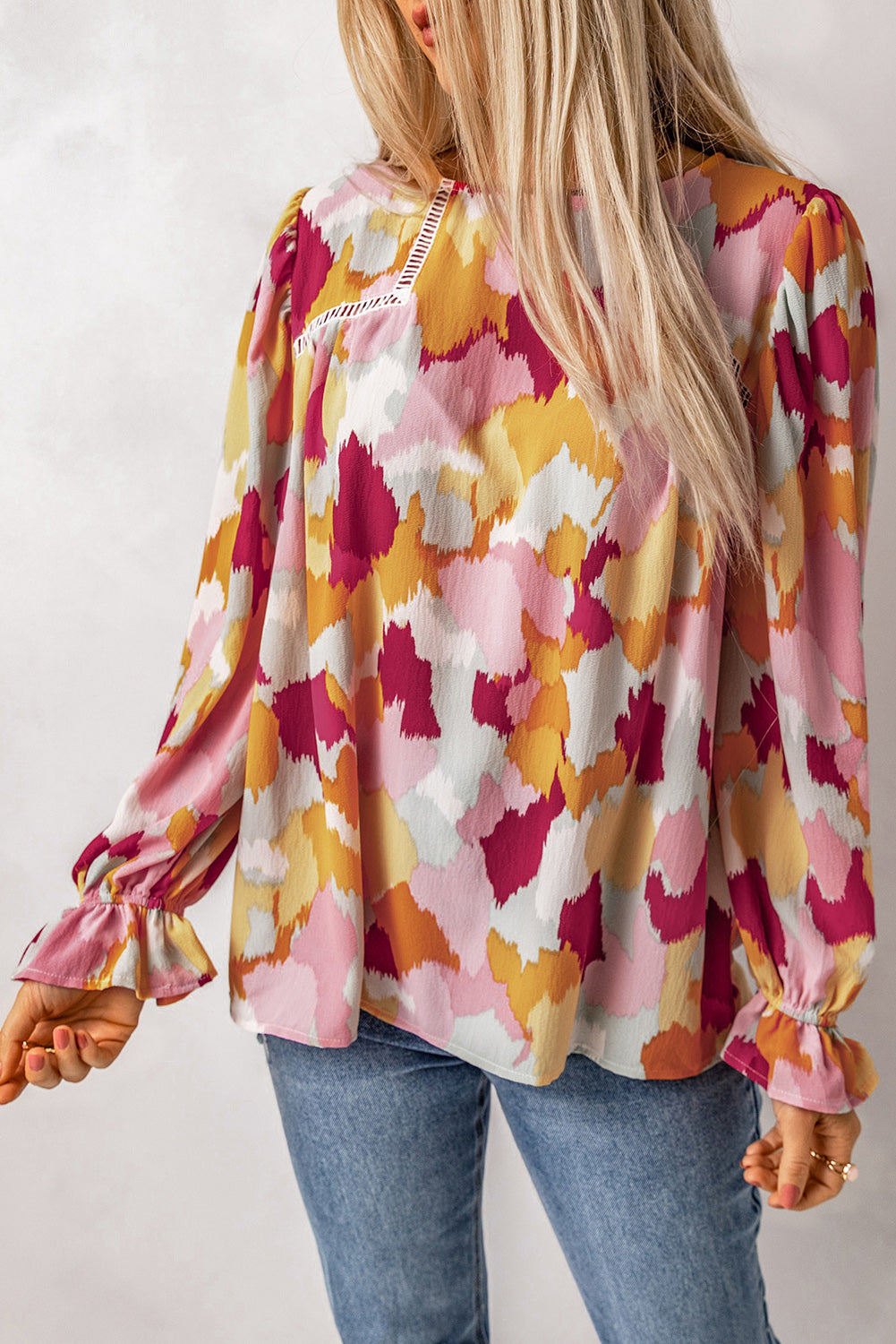 Multicolor Abstract Printed Long Sleeve Blouse | Tops/Blouses & Shirts