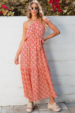 Load image into Gallery viewer, Maxi Dress | Fiery Red Bohemian One Shoulder Side Slit Dress
