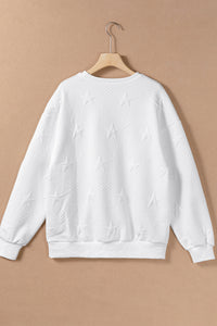 White Star Sweatshirt |  Embossed Drop Shoulder Sweatshirt