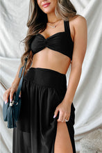 Load image into Gallery viewer, Beach Maxi Skirt | Black High Waist Chiffon Split Beach Skirt
