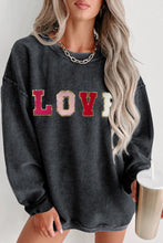 Load image into Gallery viewer, Black Sweatshirt | Sequin LOVE Chenille Embroidered Graphic
