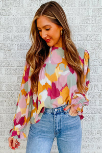 Multicolor Abstract Printed Long Sleeve Blouse | Tops/Blouses & Shirts