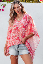 Load image into Gallery viewer, Womens Blouse-Floral V-Neck Three-Quarter Sleeve Blouse | Tops/Blouses &amp; Shirts
