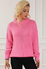 Load image into Gallery viewer, Rose Red Chunky Knit Turtle Neck Drop Shoulder Sweater | Tops/Sweaters &amp; Cardigans
