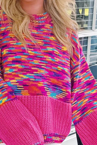 Pink Round Neck Long Sleeve Sweater