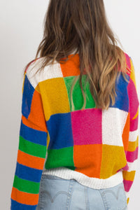 Color Block Round Neck Sweater